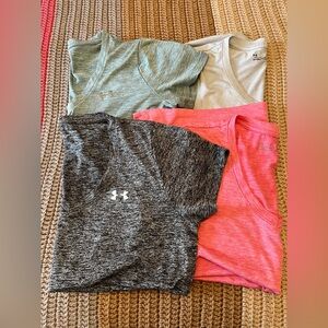 Set of four Women’s Under Armour Heat Gear V-Neck T-Shirts